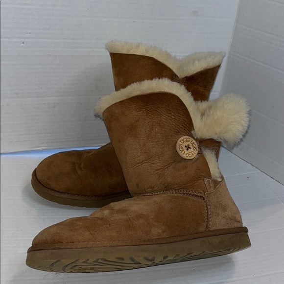 UGG Shoes - UGG Australia-8-chestnut brown classic comfy Cozy Sheepskin Boots  button detail